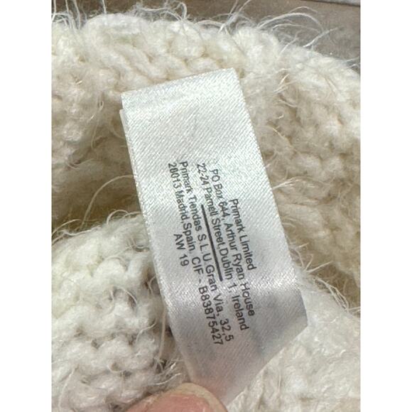 Primark Ivory Cable Knit Double Pom Pom Sweater Hat Beanie - Picture 7 of 7